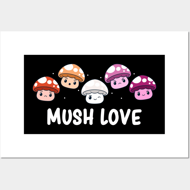 Subtle Lesbian Pride Flag Cute Mushroom Kawaii Fungi Wall Art by Graphic Monster